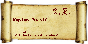Kaplan Rudolf névjegykártya